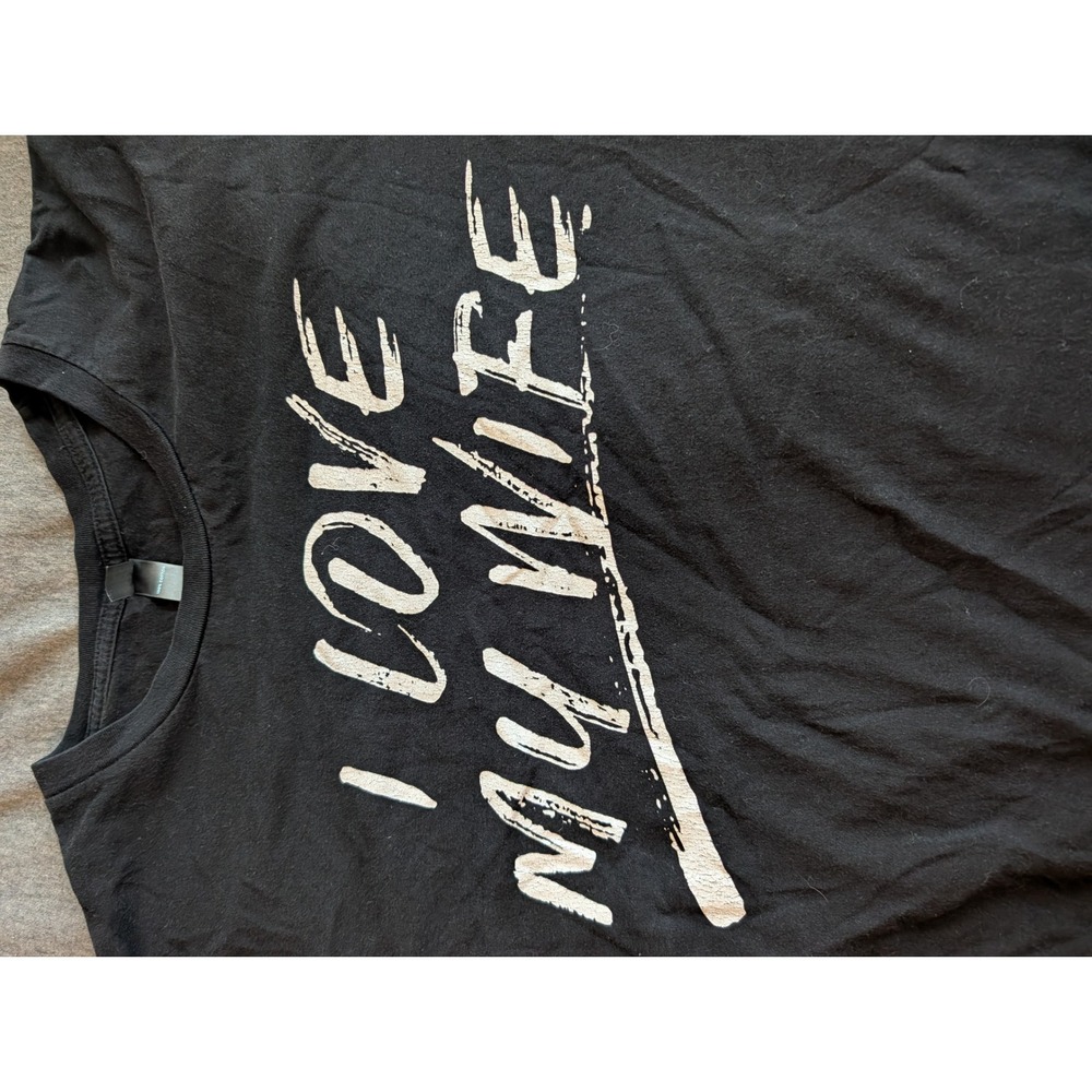 District Made I Love My Wife Graphic T-Shirt Mens Large Black Short Sleeve